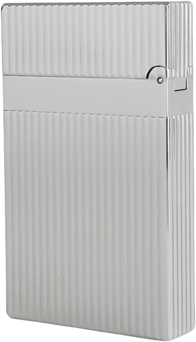 Classic Lighter,Vertical Lines Silver Lighters,Soft Flame,Refillable, lighters That Ping,Gift for Men Dad Boyfriend