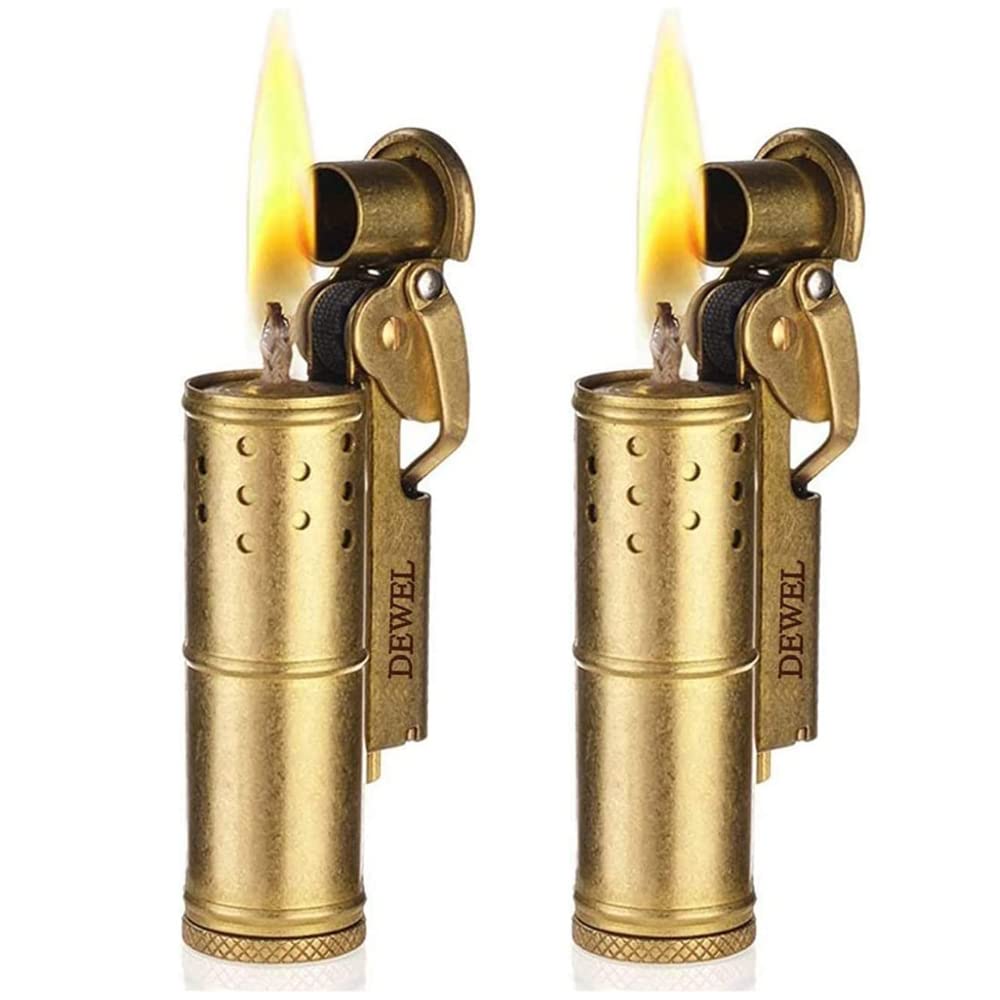 Vintage Copper & Brass Wheel Lighter - Reusable, Windproof, Cool Pressure- Unique Birthday Gift