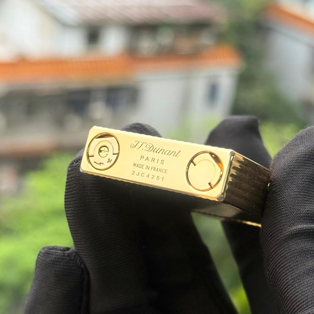 Classic Lighter, Brass refillable,Gold Bar Lighters, Adjustable Soft Flame,Side Slide Lgnition Steel Tone for Men Dad Husband