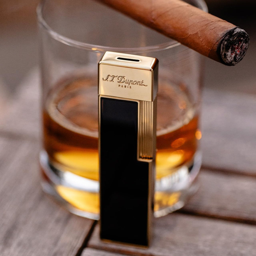 S.T. Dupont Twiggy Shiny Black Lacquer & Gold Lighter, 030002