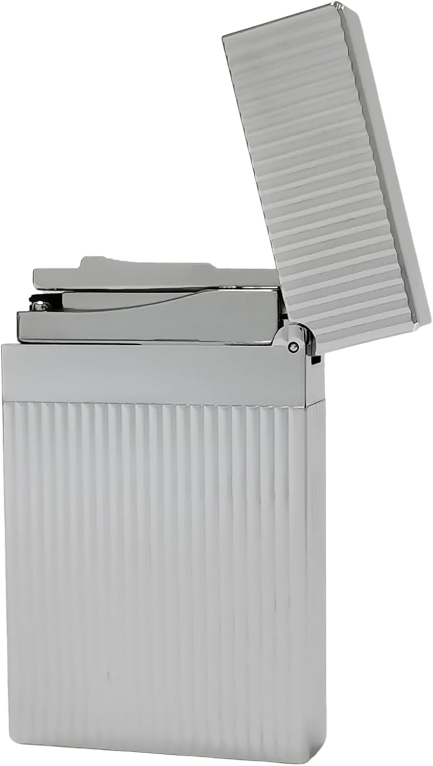 Classic Lighter,Vertical Lines Silver Lighters,Soft Flame,Refillable, lighters That Ping,Gift for Men Dad Boyfriend