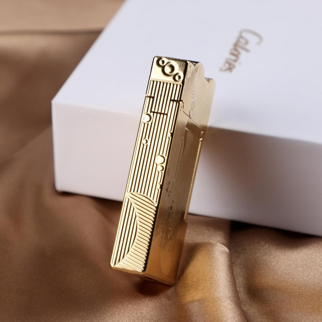 Sanji Lighter Luxury Present Box Packaging Metal Mermaid Lighters Retro Nostalgic One-Piece Pulley Refillable Kerosene Soft Flame Lighter Butane Free Birthday (Yellow)