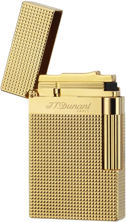 Classic Diamond Head Lighter, Clear Ping Sound, Refillable, Vintage Trench Metal Lighters, Adjustable Soft Flame, Unique Gift for Men Father Husband Boyfriend Friend (Gold)