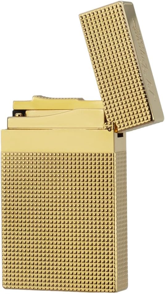 Classic Diamond Head Lighter, Clear Ping Sound, Refillable, Vintage Trench Metal Lighters, Adjustable Soft Flame, Unique Gift for Men Father Husband Boyfriend Friend (Gold)