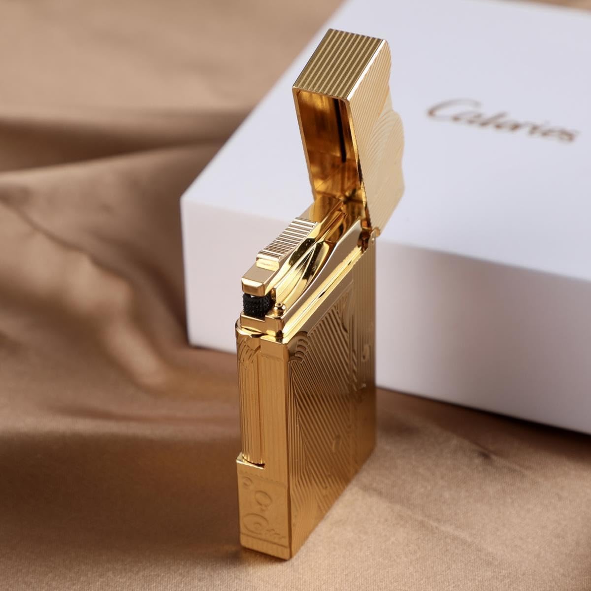 Sanji Lighter Luxury Present Box Packaging Metal Mermaid Lighters Retro Nostalgic One-Piece Pulley Refillable Kerosene Soft Flame Lighter Butane Free Birthday (Yellow)