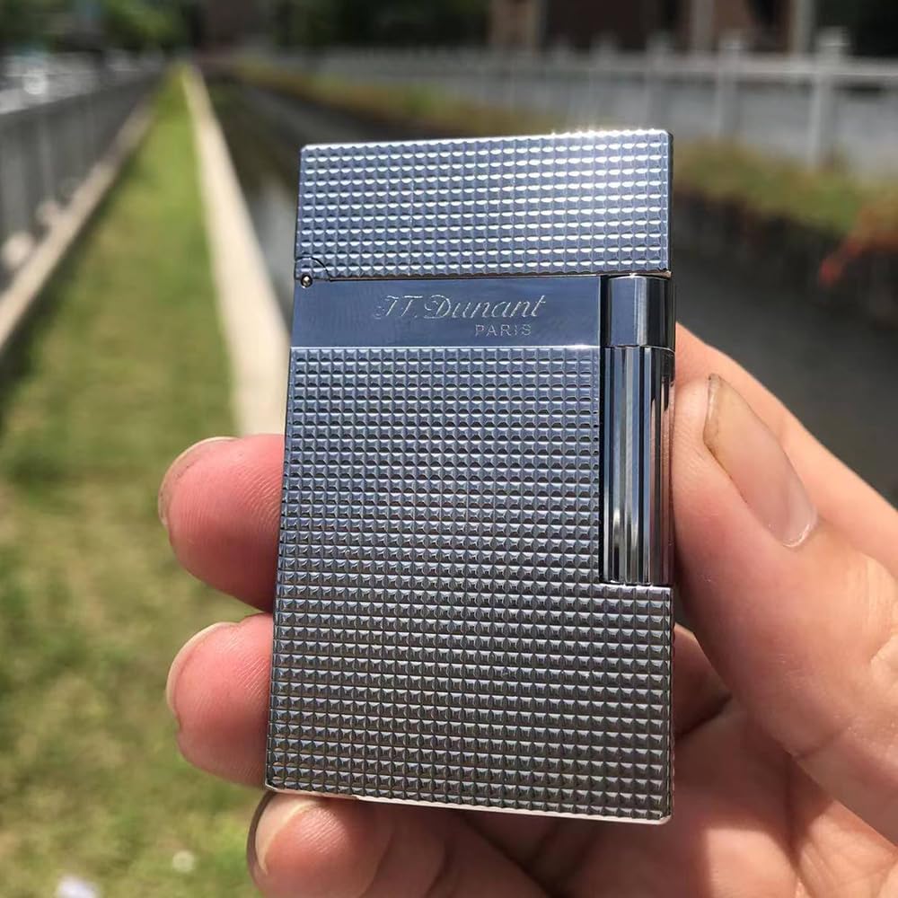 Classic Diamond Head Lighter, Clear Ping Sound, Refillable, Vintage Trench Metal Lighters, Adjustable Soft Flame, Unique Gift for Men Father Husband Boyfriend Friend (Gold)