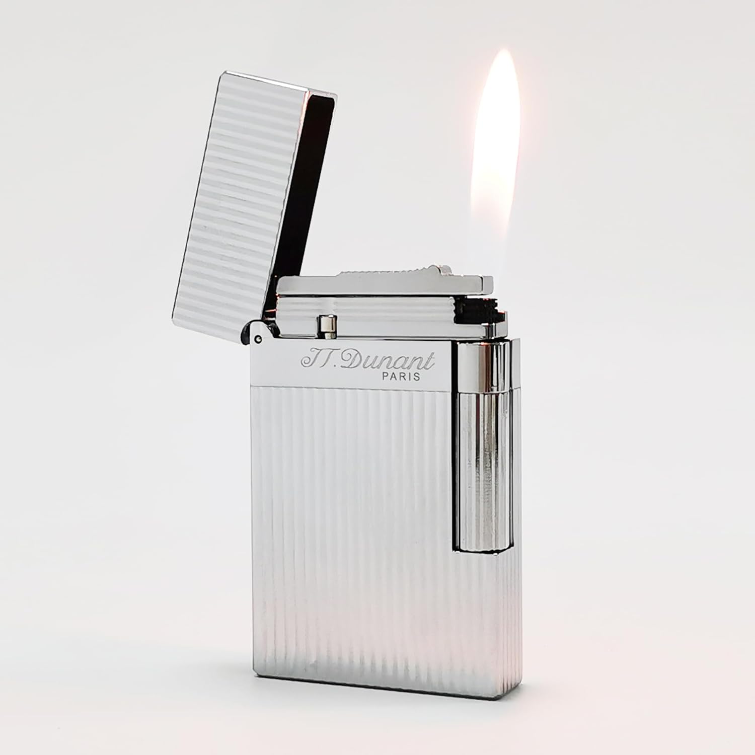 Classic Lighter,Vertical Lines Silver Lighters,Soft Flame,Refillable, lighters That Ping,Gift for Men Dad Boyfriend