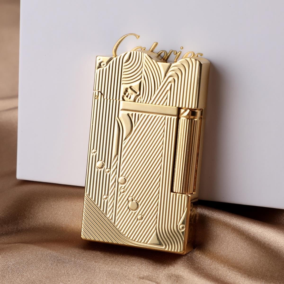 Sanji Lighter Luxury Present Box Packaging Metal Mermaid Lighters Retro Nostalgic One-Piece Pulley Refillable Kerosene Soft Flame Lighter Butane Free Birthday (Yellow)