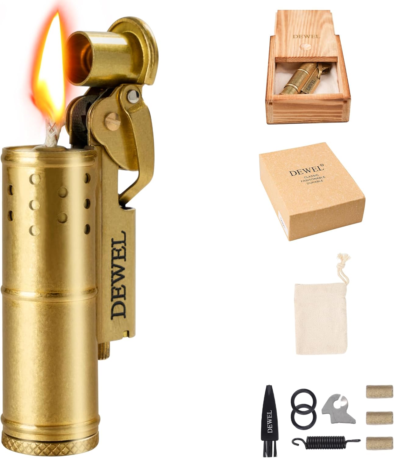 Vintage Copper & Brass Wheel Lighter - Reusable, Windproof, Cool Pressure- Unique Birthday Gift