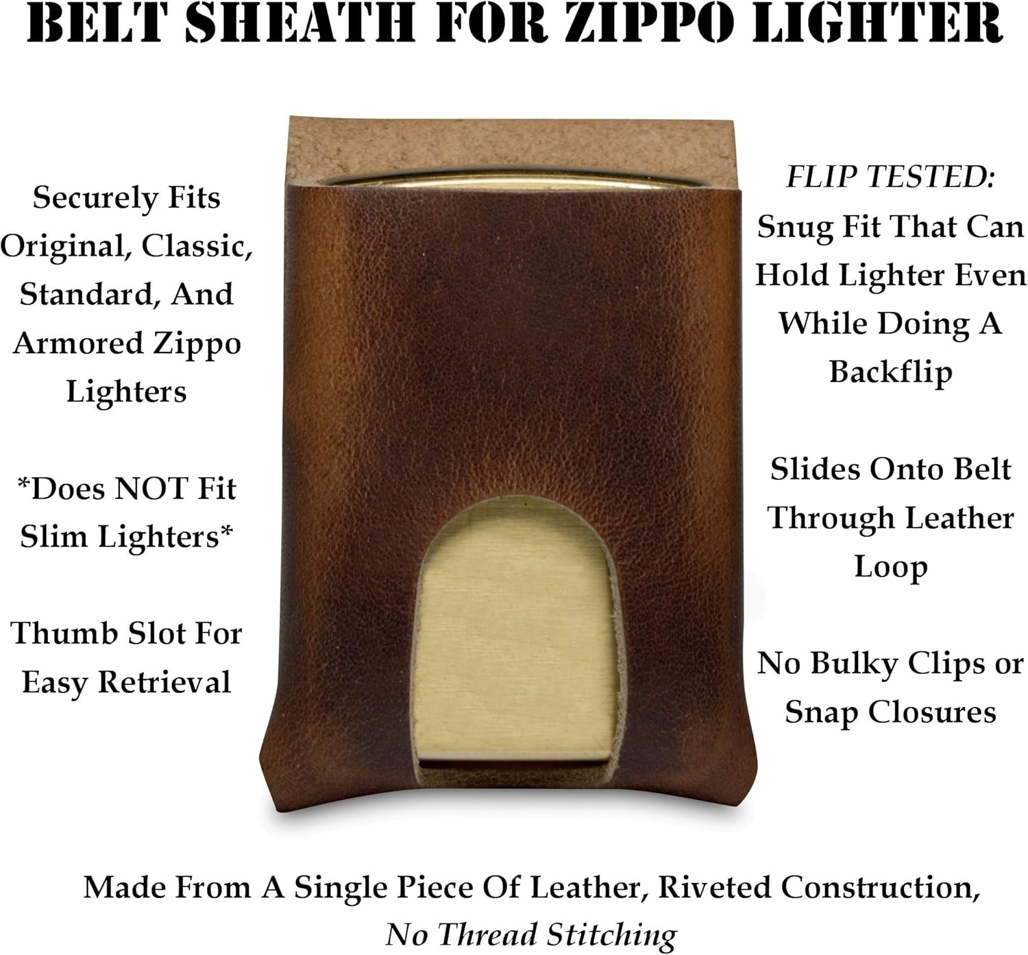 American Bench Craft Leather Lighter Pouch - Belt Case for Zippo Lighter