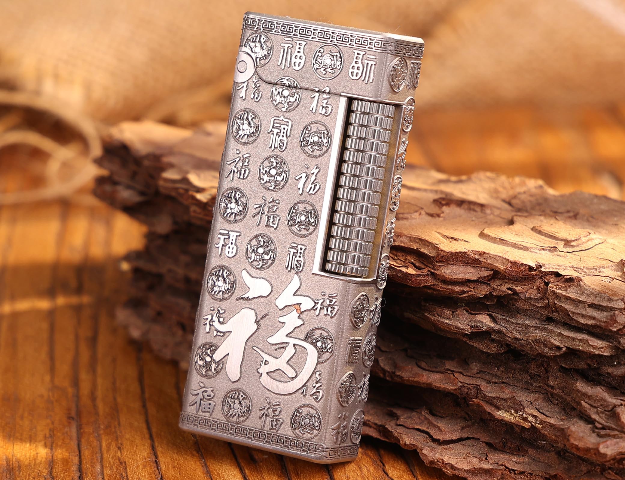 WDMART- Food-Grade Stainless Steel Mechanical Trench Lighter • Retro Soft Flame Oil Lighter • Cool Open Flame Kerosene Lighters one Click lid Opening • Model：Flame Spirit (JD)