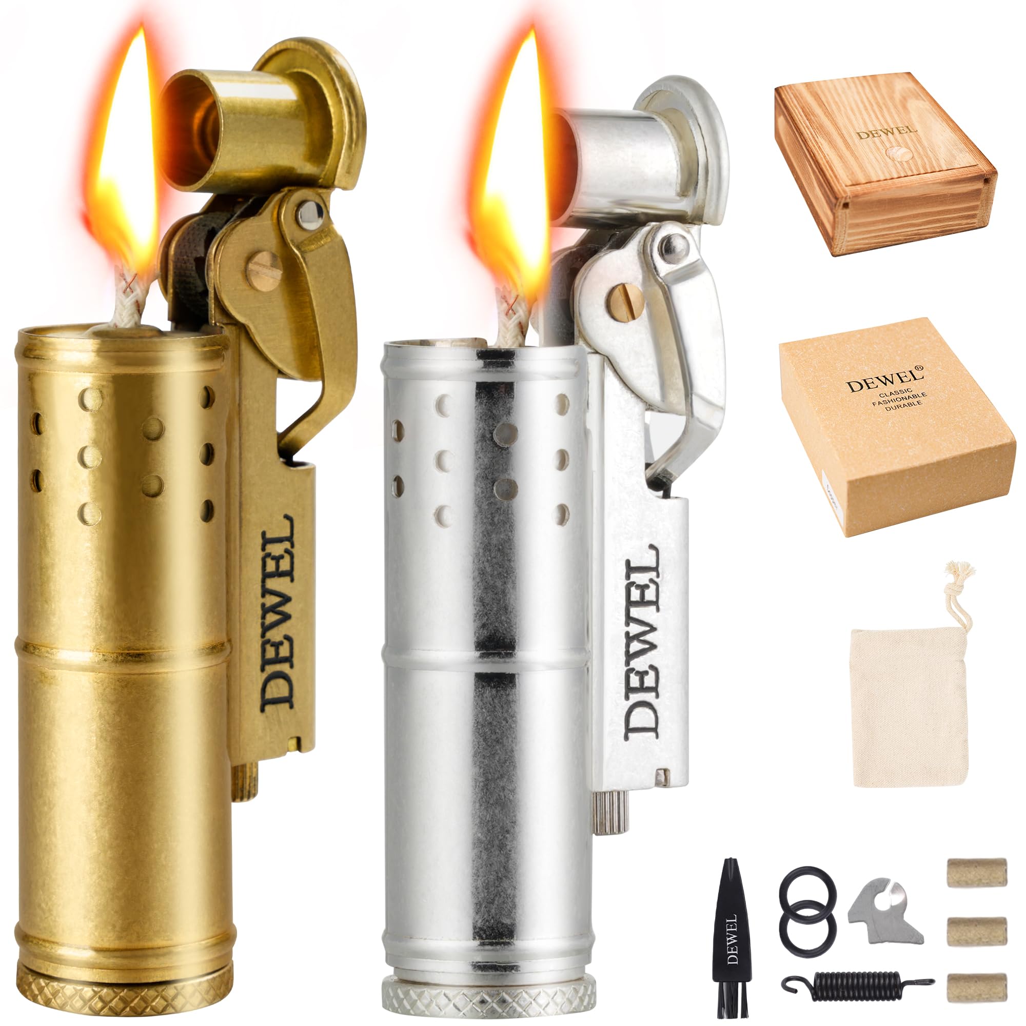 Vintage Copper & Brass Wheel Lighter - Reusable, Windproof, Cool Pressure- Unique Birthday Gift