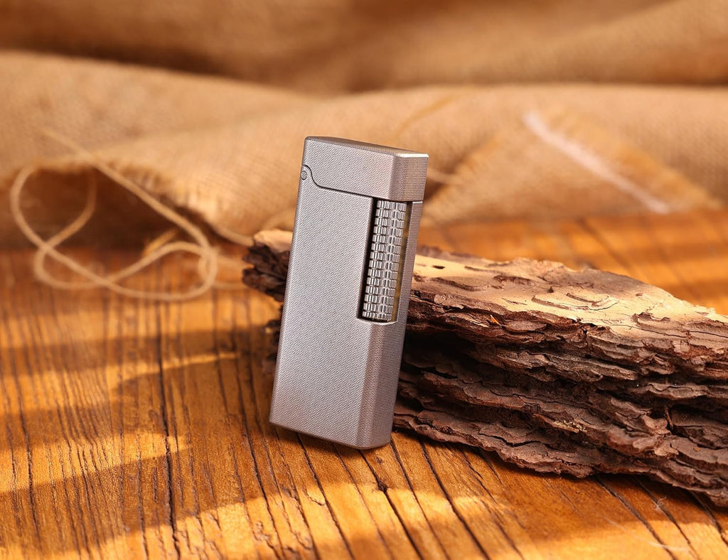 WDMART- TC4 Titanium Mechanical Trench Lighter • Retro Soft Flame Oil Lighter • Cool Open Flame Kerosene Lighters one Click lid Opening • Model：Flame Spirit (JD)