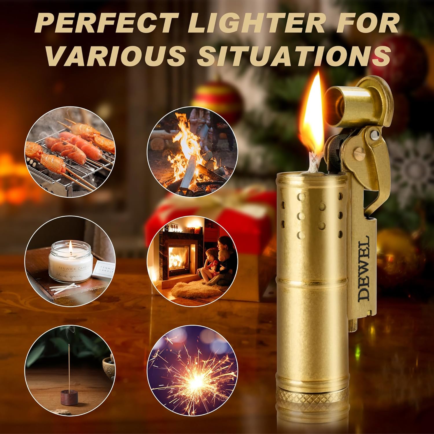 Vintage Copper & Brass Wheel Lighter - Reusable, Windproof, Cool Pressure- Unique Birthday Gift