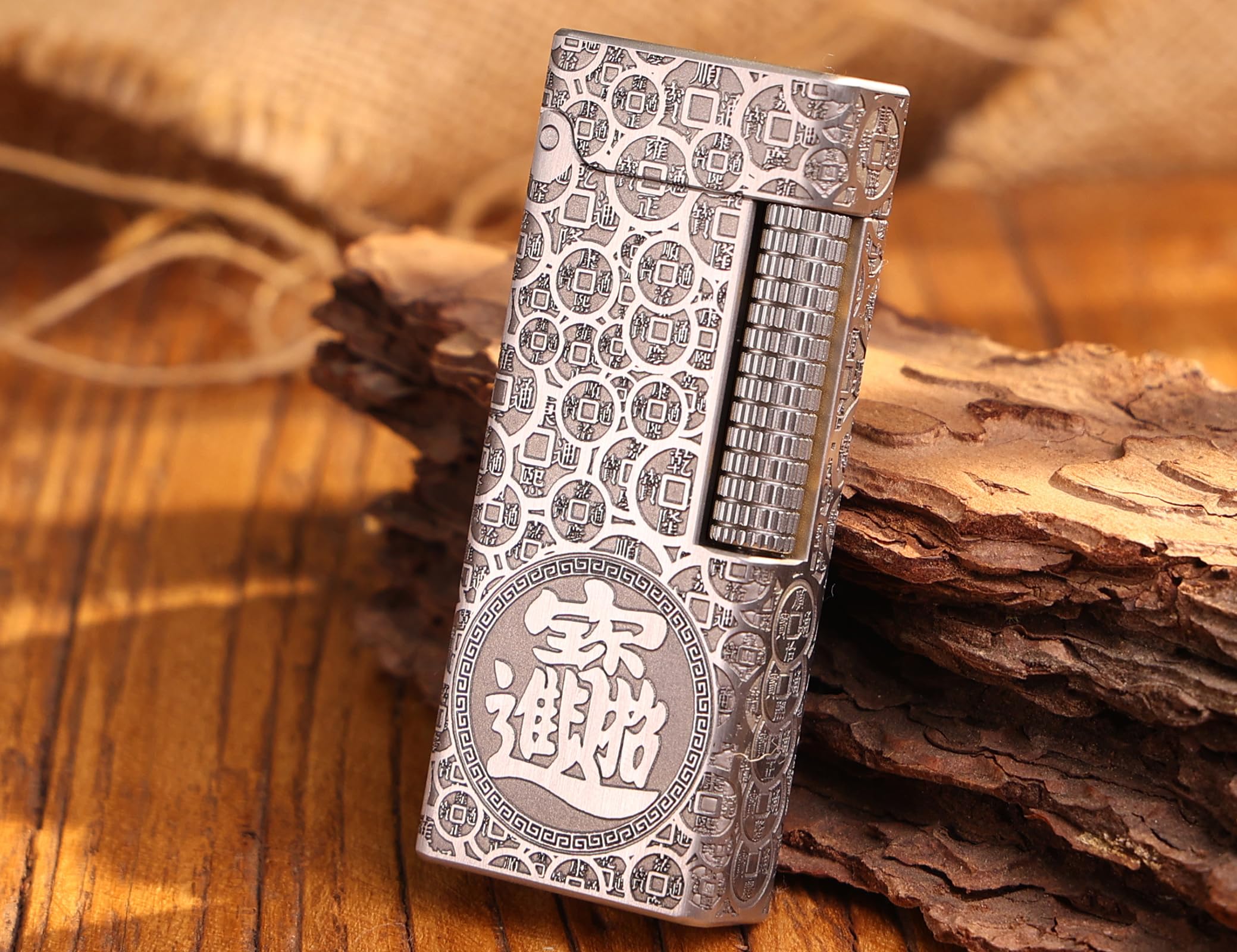 WDMART- Food-Grade Stainless Steel Mechanical Trench Lighter • Retro Soft Flame Oil Lighter • Cool Open Flame Kerosene Lighters one Click lid Opening • Model：Flame Spirit (JD)